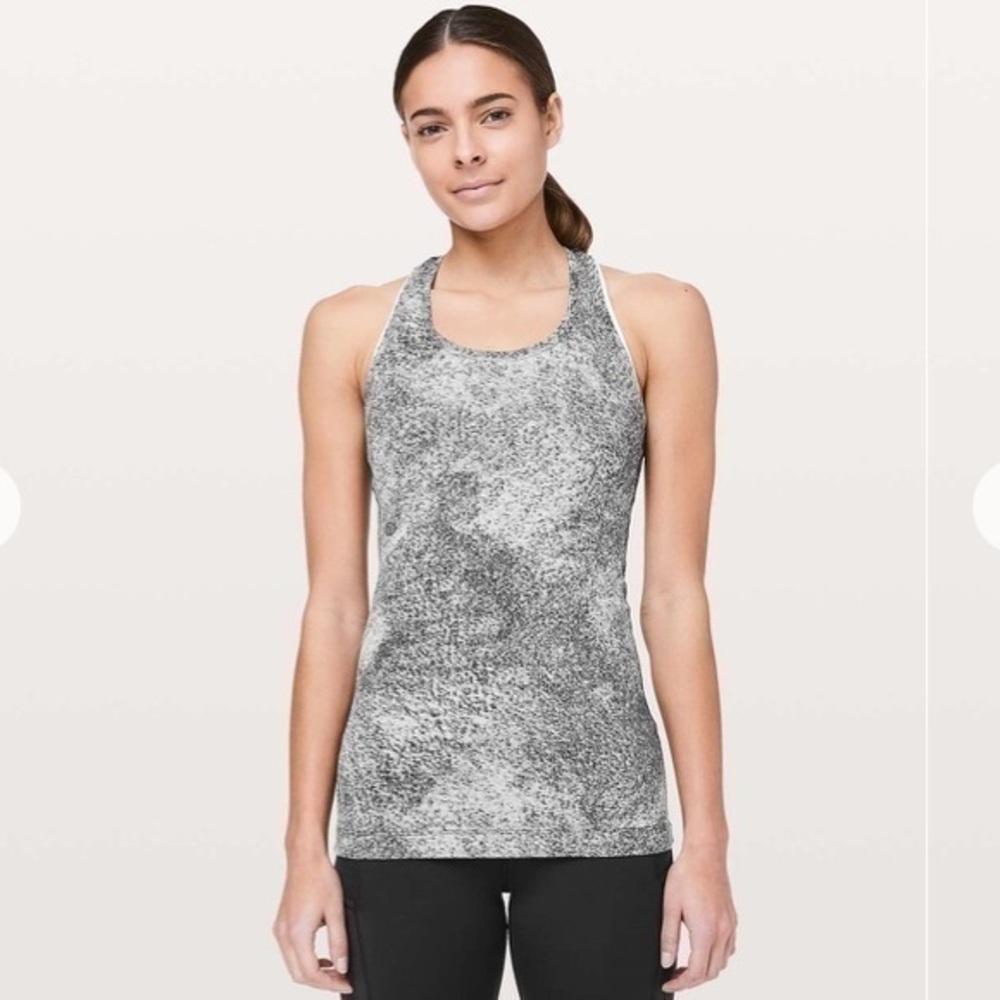 Lululemon Cool Racerback II Luon Spray Jacquard White Black